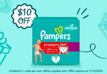 Register or Log in for a FREE FREE Pampers Cruisers 360 Diapers with $10 Off Coupon!