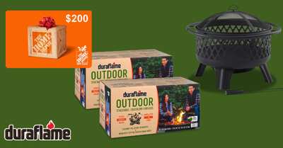 Enter the Duraflame Backyard Ready Sweepstakes and WIN Outdoor Fire Logs and a Home Depot Giftcard